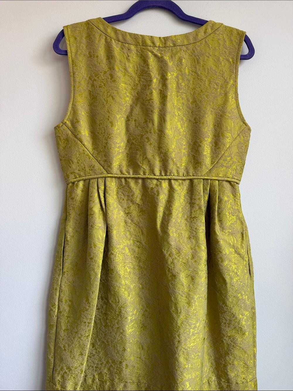 Yellow-Green Textured Ruffle Zip Front Dress - Picture 6 of 7